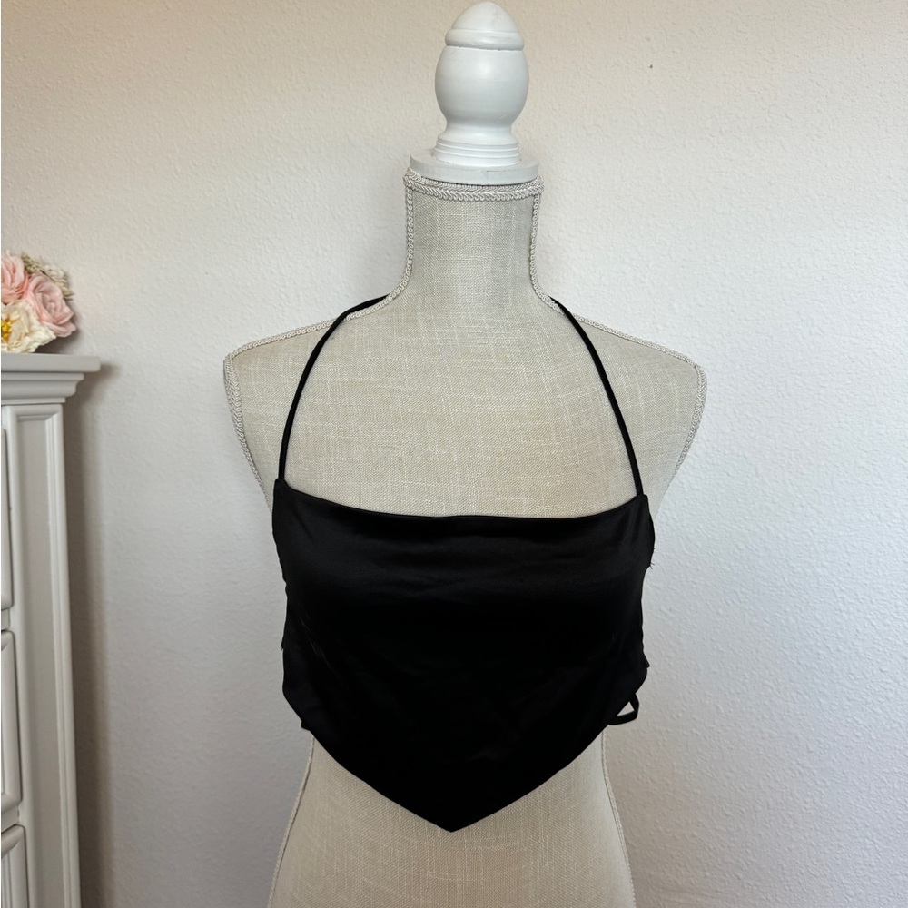 Windsor Black Halter Crop Top